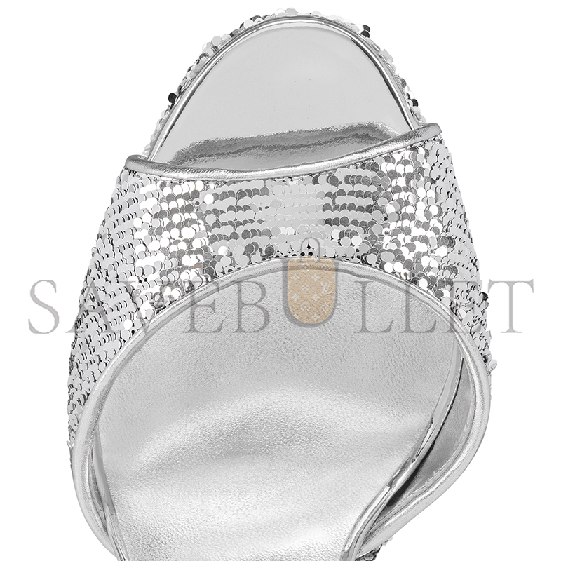 CHRISTIAN LOUBOUTIN SANDALOO MINI PAILLETTES 130 MM STRAPPY SANDALS-CREPE SATIN AND SEQUINS-VERSION SILVER-WOMEN 1250312S281 CHRISTIAN LOUBOUTIN SANDALOO MINI PAILLETTES 130 MM STRAPPY SANDALS-CREPE SATIN AND SEQUINS-VERSION SILVER-WOMEN 1250312S281