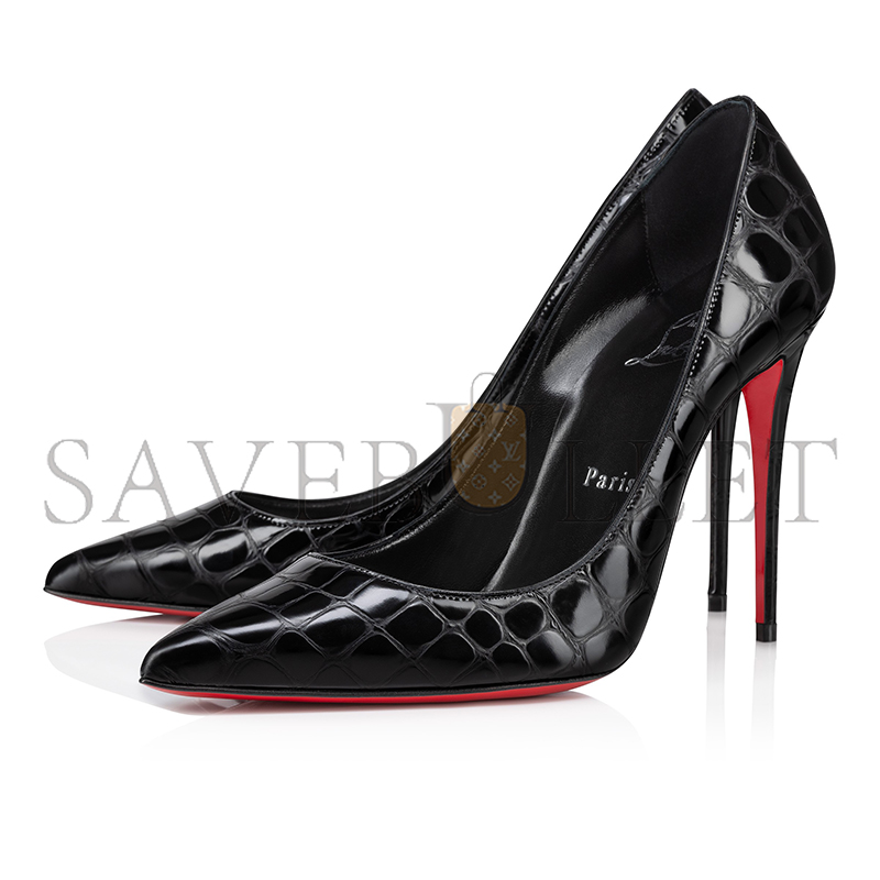 CHRISTIAN LOUBOUTIN KATE 100 MM PUMPS-ALLIGATOR EMBOSSED CALF LEATHER-BLACK-WOMEN 3240428B439