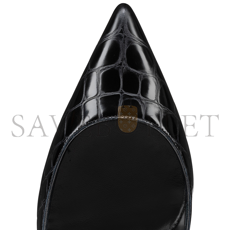 CHRISTIAN LOUBOUTIN KATE 100 MM PUMPS-ALLIGATOR EMBOSSED CALF LEATHER-BLACK-WOMEN 3240428B439