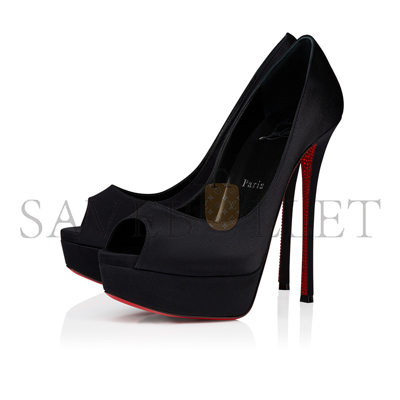 CHRISTIAN LOUBOUTIN LADY PEEP SUOLA STRASS 150 MM PUMPS-CREPE SATIN-BLACK-WOMEN 1250537B439 CHRISTIAN LOUBOUTIN LADY PEEP SUOLA STRASS 150 MM PUMPS-CREPE SATIN-BLACK-WOMEN 1250537B439