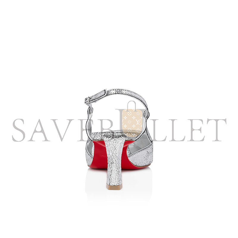 CHRISTIAN LOUBOUTIN CONDOROLINE 55 MM SLING BACK PUMPS-MANOIR LAMINATED CALF LEATHER-SILVER-WOMEN 1250280S211