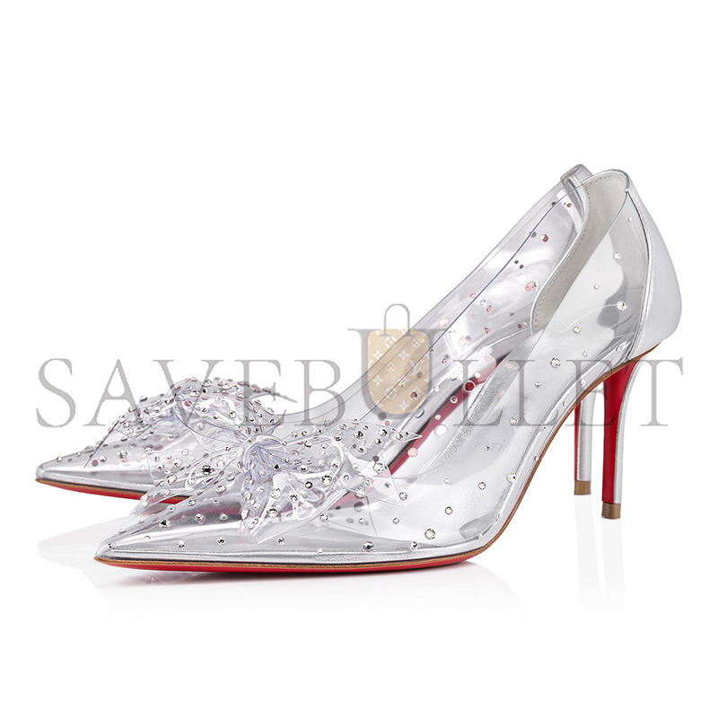 CHRISTIAN LOUBOUTIN JELLY STRASS 80 MM PUMPS - PVC, IRIDESCENT NAPPA LEATHER AND STRASS-SILVER-WOMEN 1240737S339 CHRISTIAN LOUBOUTIN JELLY STRASS 80 MM PUMPS - PVC, IRIDESCENT NAPPA LEATHER AND STRASS-SILVER-WOMEN 1240737S339