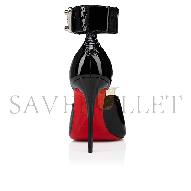 CHRISTIAN LOUBOUTIN LOCK ME UP SANDAL 100 MM STRAPPY SANDALS-VOG PATENT LEATHER-BLACK-WOMEN 1250105B439 CHRISTIAN LOUBOUTIN LOCK ME UP SANDAL 100 MM STRAPPY SANDALS-VOG PATENT LEATHER-BLACK-WOMEN 1250105B439