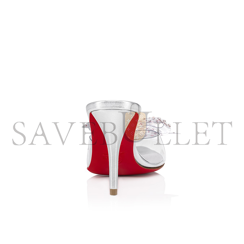 CHRISTIAN LOUBOUTIN AQUA STRASS 80MM MULES-PVC, IRIDESCENT NAPPA LEATHER AND STRASS-SILVER-WOMEN 1240792S339 CHRISTIAN LOUBOUTIN AQUA STRASS 80MM MULES-PVC, IRIDESCENT NAPPA LEATHER AND STRASS-SILVER-WOMEN 1240792S339