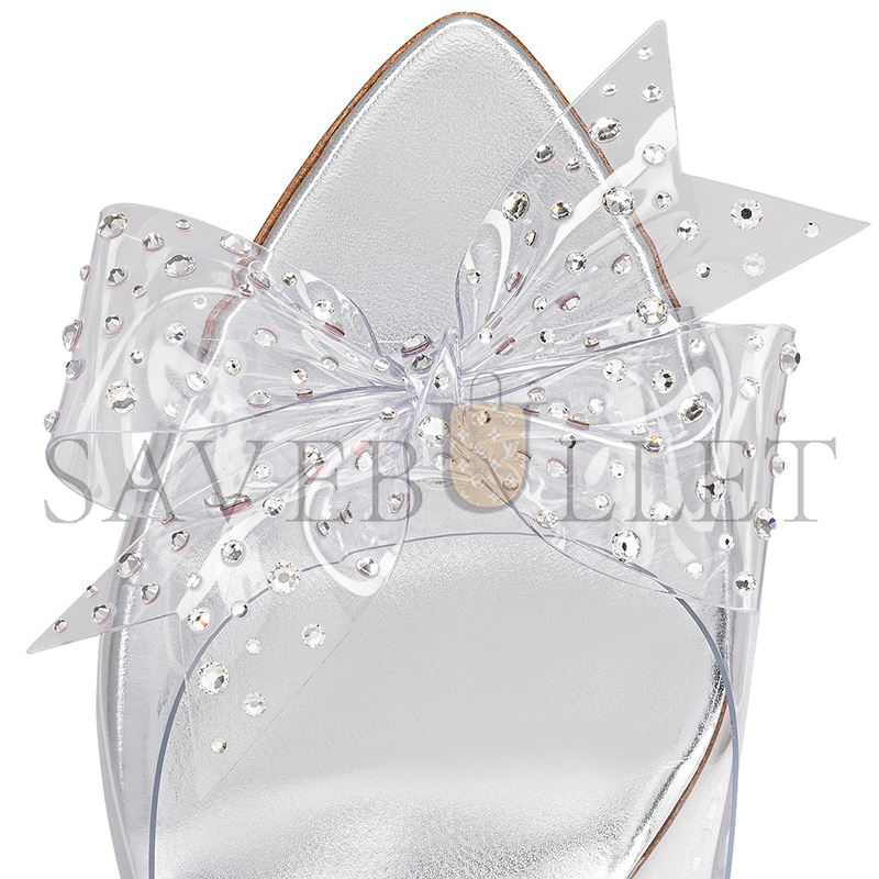 CHRISTIAN LOUBOUTIN AQUA STRASS 80MM MULES-PVC, IRIDESCENT NAPPA LEATHER AND STRASS-SILVER-WOMEN 1240792S339 CHRISTIAN LOUBOUTIN AQUA STRASS 80MM MULES-PVC, IRIDESCENT NAPPA LEATHER AND STRASS-SILVER-WOMEN 1240792S339