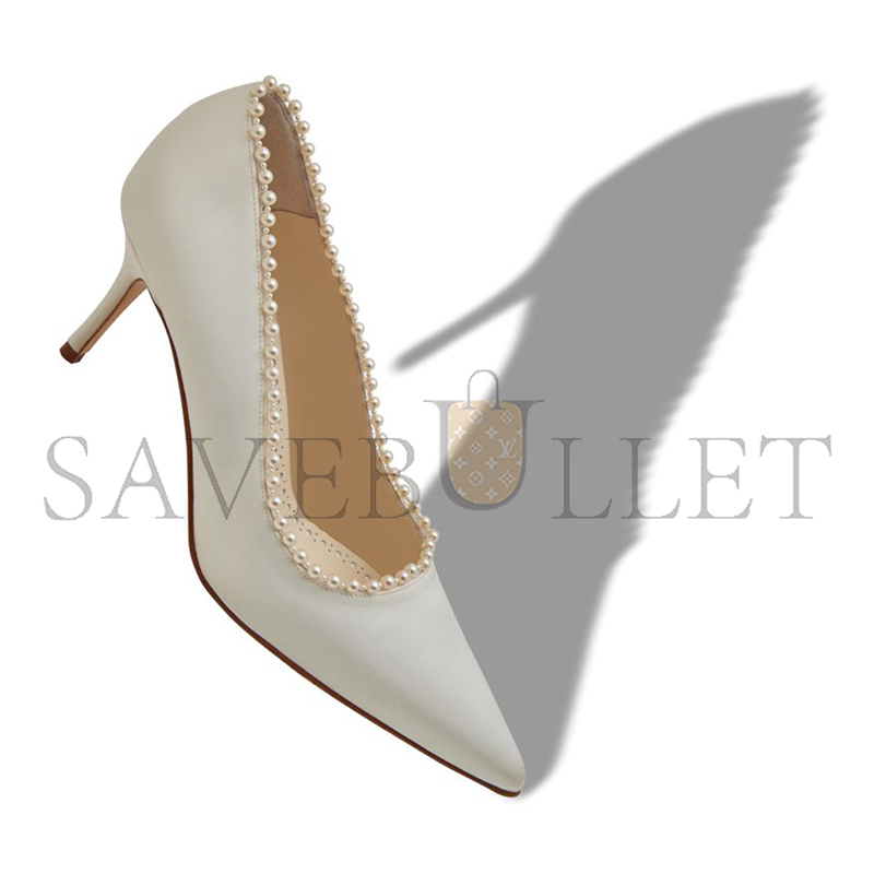 MANOLO BLAHNIK KIFAT LIGHT CREAM SATIN PEARL DETAIL PUMPS 125-2924-0001 MANOLO BLAHNIK KIFAT LIGHT CREAM SATIN PEARL DETAIL PUMPS 125-2924-0001