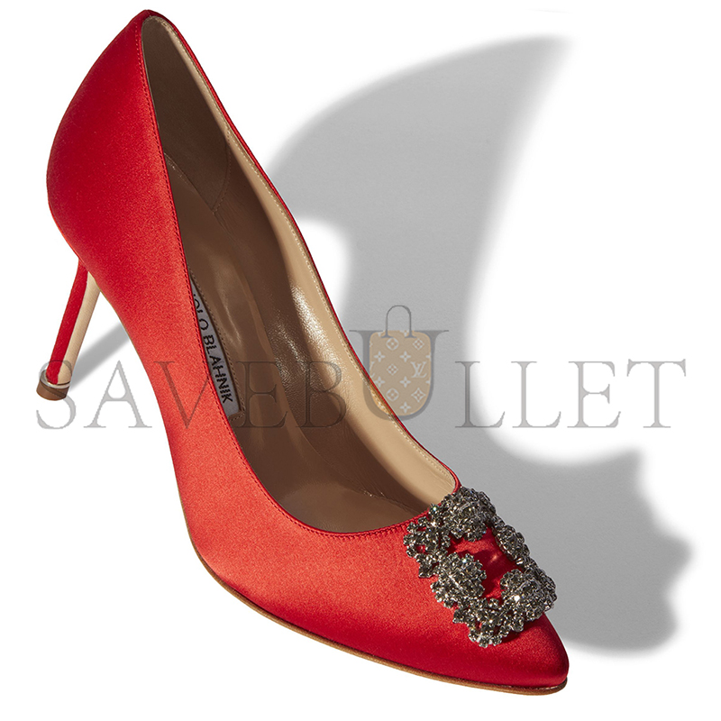 MANOLO BLAHNIK HANGISI 70 RED SATIN JEWEL BUCKLE PUMPS 9XX-0662-0033 MANOLO BLAHNIK HANGISI 70 RED SATIN JEWEL BUCKLE PUMPS 9XX-0662-0033
