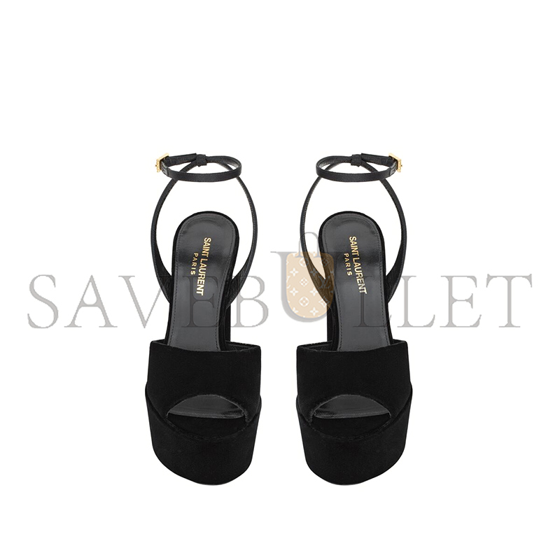 YSL JODIE PLATFORM SANDALS IN VELVET 716402GVOAB1000