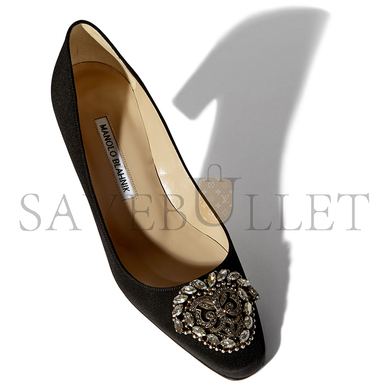 MANOLO BLAHNIK OKKATO BLACK CRÊPE DE CHINE JEWEL BUCKLE PUMPS 9XX-0574-0007 MANOLO BLAHNIK OKKATO BLACK CRÊPE DE CHINE JEWEL BUCKLE PUMPS 9XX-0574-0007