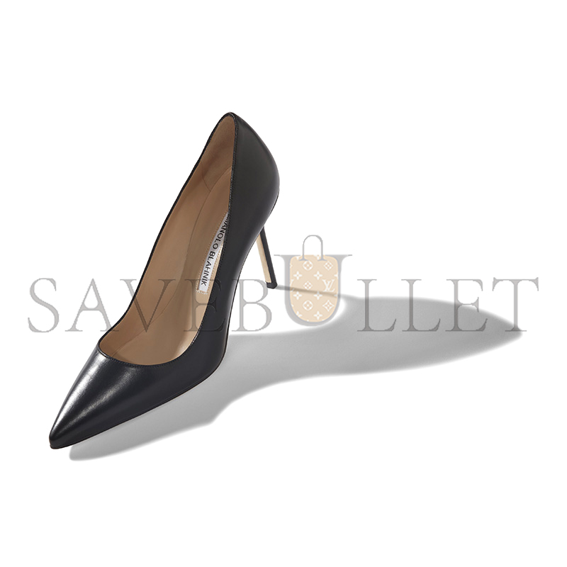 MANOLO BLAHNIK BB CALF 90 BLACK CALF LEATHER POINTED TOE PUMPS 9XX-0511-0009 MANOLO BLAHNIK BB CALF 90 BLACK CALF LEATHER POINTED TOE PUMPS 9XX-0511-0009