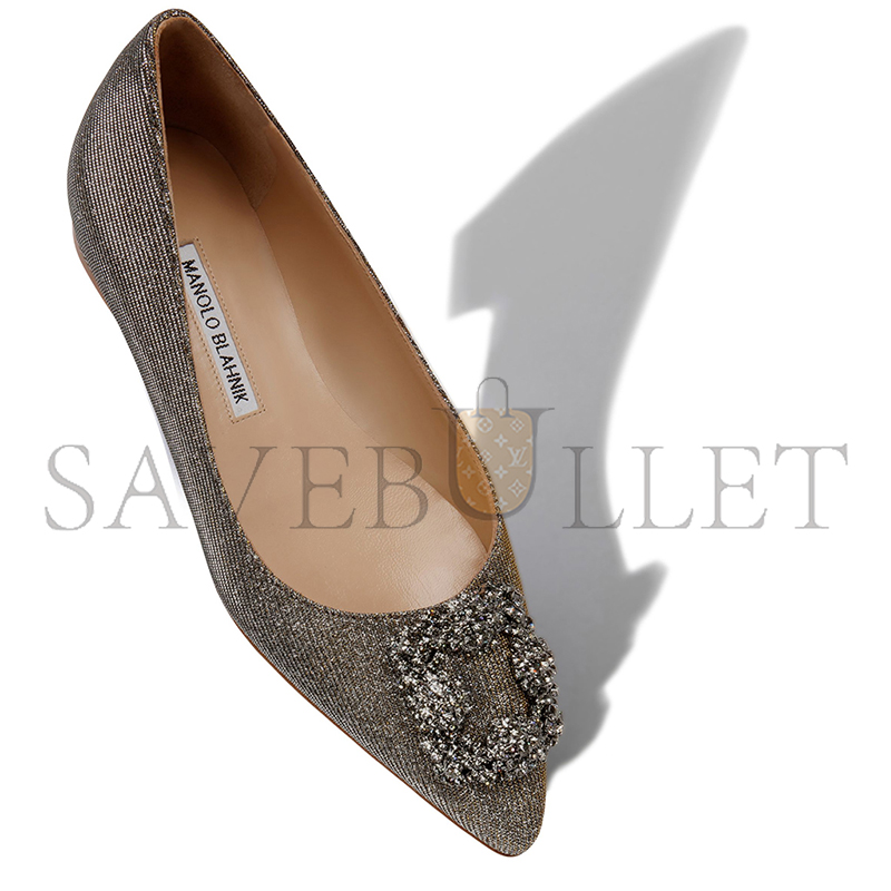 MANOLO BLAHNIK HANGISIFLAT GLITTER GOLD GLITTER FABRIC JEWEL BUCKLE FLAT PUMPS 9XX-0283-0013 MANOLO BLAHNIK HANGISIFLAT GLITTER GOLD GLITTER FABRIC JEWEL BUCKLE FLAT PUMPS 9XX-0283-0013