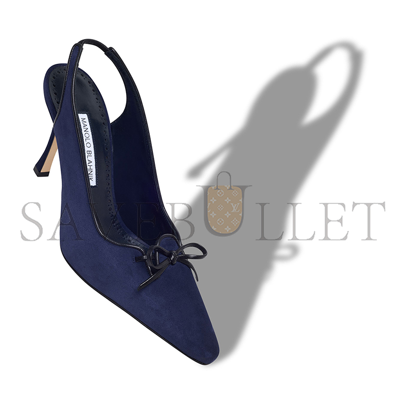 MANOLO BLAHNIK FARID NAVY BLUE SUEDE SLINGBACK PUMPS 424-1903-0008 MANOLO BLAHNIK FARID NAVY BLUE SUEDE SLINGBACK PUMPS 424-1903-0008