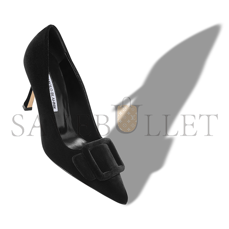 MANOLO BLAHNIK MAYSALEPUMP 90 BLACK VELVET BUCKLE DETAIL PUMPS 324-2862-0006 MANOLO BLAHNIK MAYSALEPUMP 90 BLACK VELVET BUCKLE DETAIL PUMPS 324-2862-0006