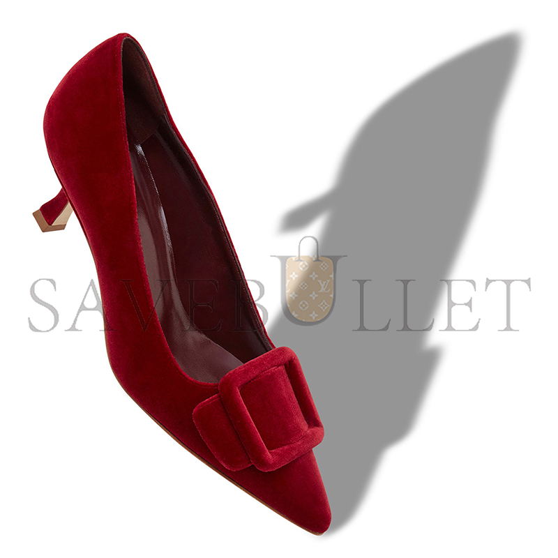 MANOLO BLAHNIK MAYSALEPUMP 50 RED VELVET BUCKLE DETAIL PUMPS 324-2971-0007 MANOLO BLAHNIK MAYSALEPUMP 50 RED VELVET BUCKLE DETAIL PUMPS 324-2971-0007
