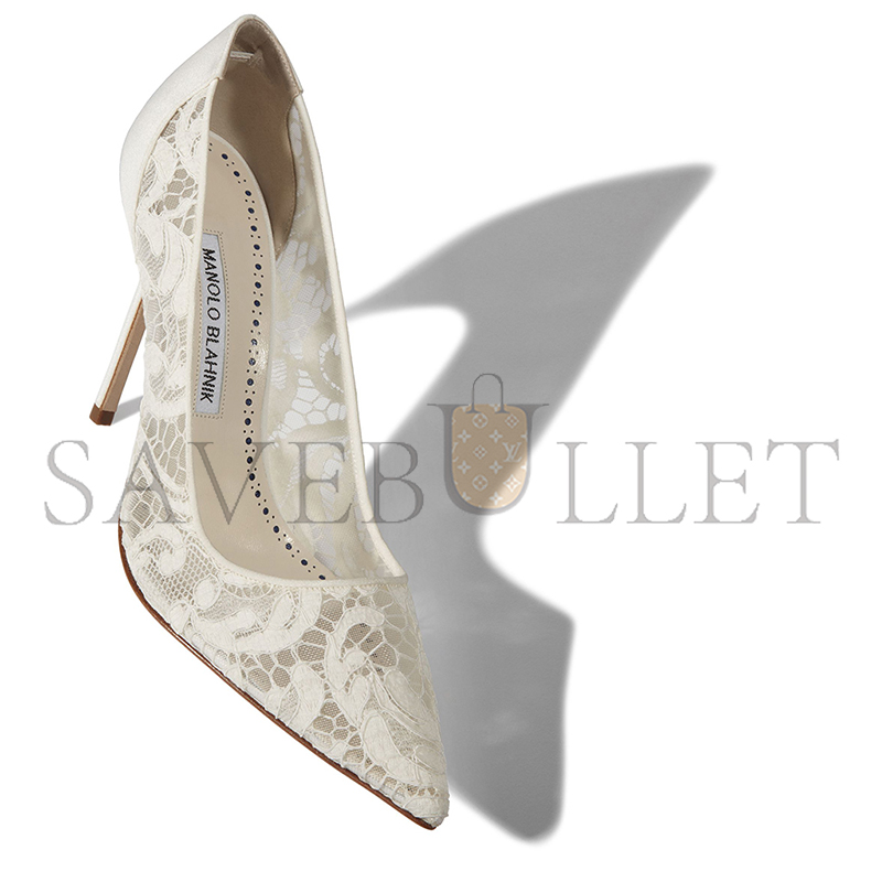 MANOLO BLAHNIK BBLA BRIDE WHITE LACE POINTED TOE PUMPS 9XX-0671-0004 MANOLO BLAHNIK BBLA BRIDE WHITE LACE POINTED TOE PUMPS 9XX-0671-0004