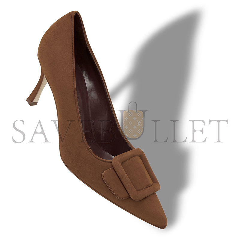 MANOLO BLAHNIK MAYSALEPUMP 70 BROWN SUEDE BUCKLE DETAIL PUMPS 219-0373-0022 MANOLO BLAHNIK MAYSALEPUMP 70 BROWN SUEDE BUCKLE DETAIL PUMPS 219-0373-0022
