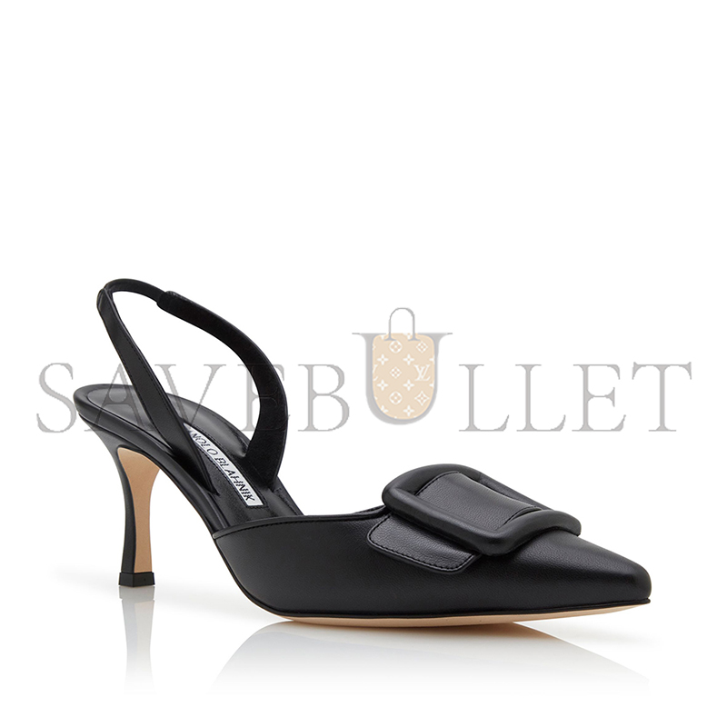 MANOLO BLAHNIK MAYSLI BLACK NAPPA LEATHER SLINGBACK PUMPS 219-0254-0007 MANOLO BLAHNIK MAYSLI BLACK NAPPA LEATHER SLINGBACK PUMPS 219-0254-0007