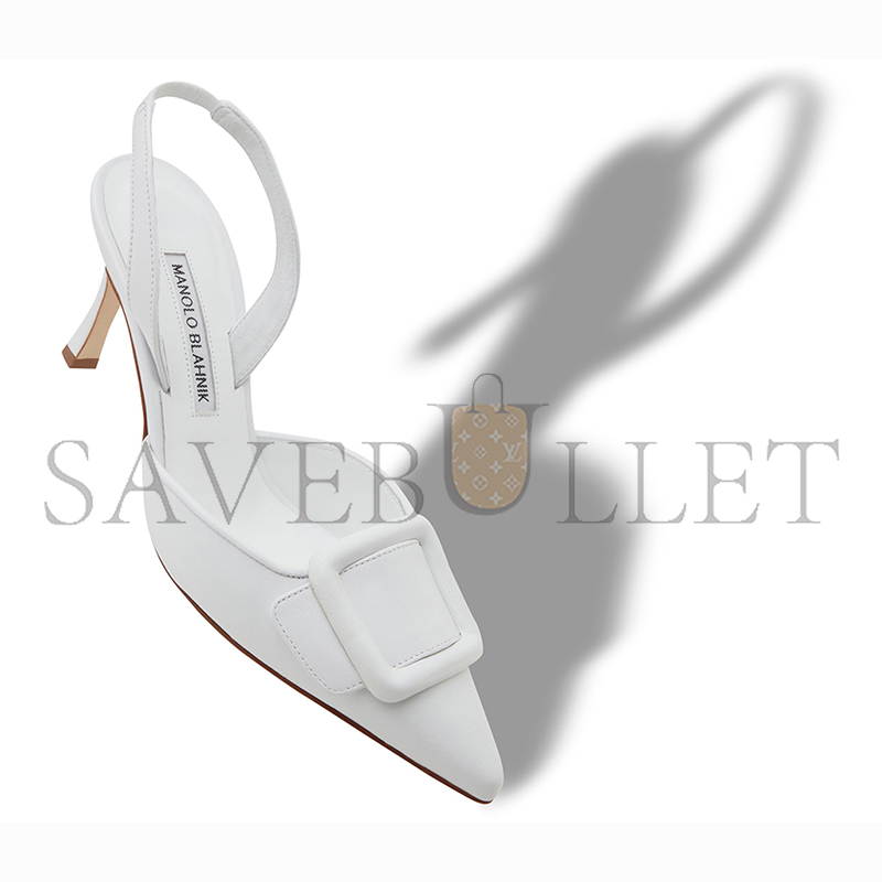 MANOLO BLAHNIK MAYSLI WHITE NAPPA LEATHER SLINGBACK PUMPS 219-0254-0005 MANOLO BLAHNIK MAYSLI WHITE NAPPA LEATHER SLINGBACK PUMPS 219-0254-0005