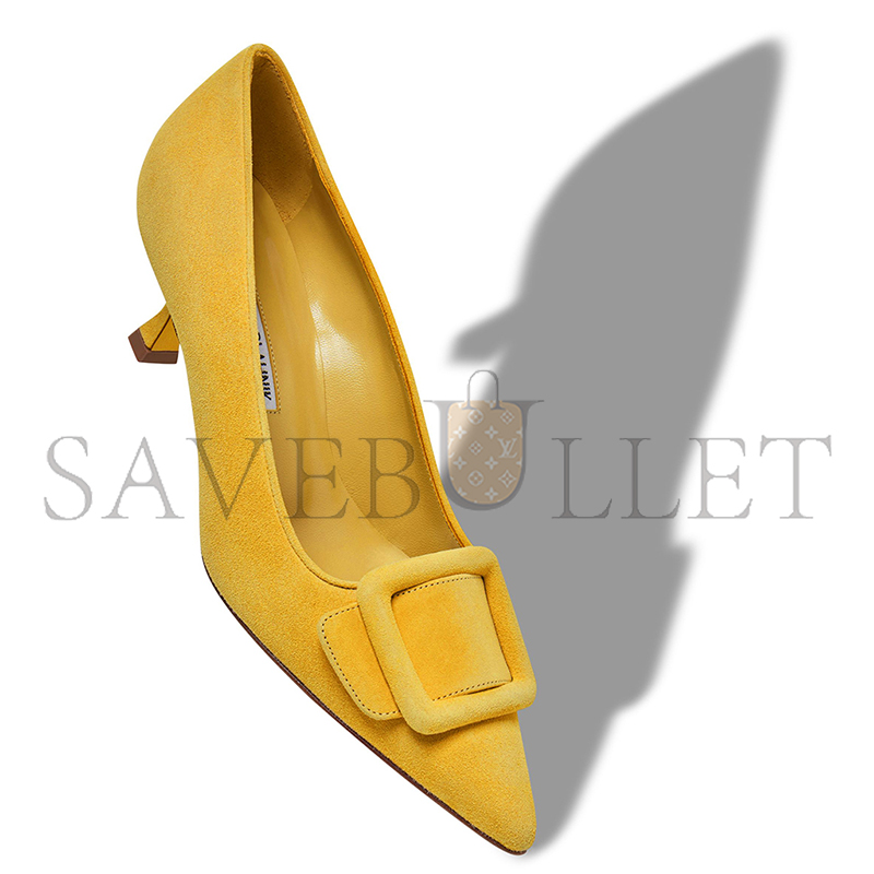 MANOLO BLAHNIK MAYSALEPUMP 50 YELLOW SUEDE BUCKLE DETAIL PUMPS 219-0173-0054 MANOLO BLAHNIK MAYSALEPUMP 50 YELLOW SUEDE BUCKLE DETAIL PUMPS 219-0173-0054