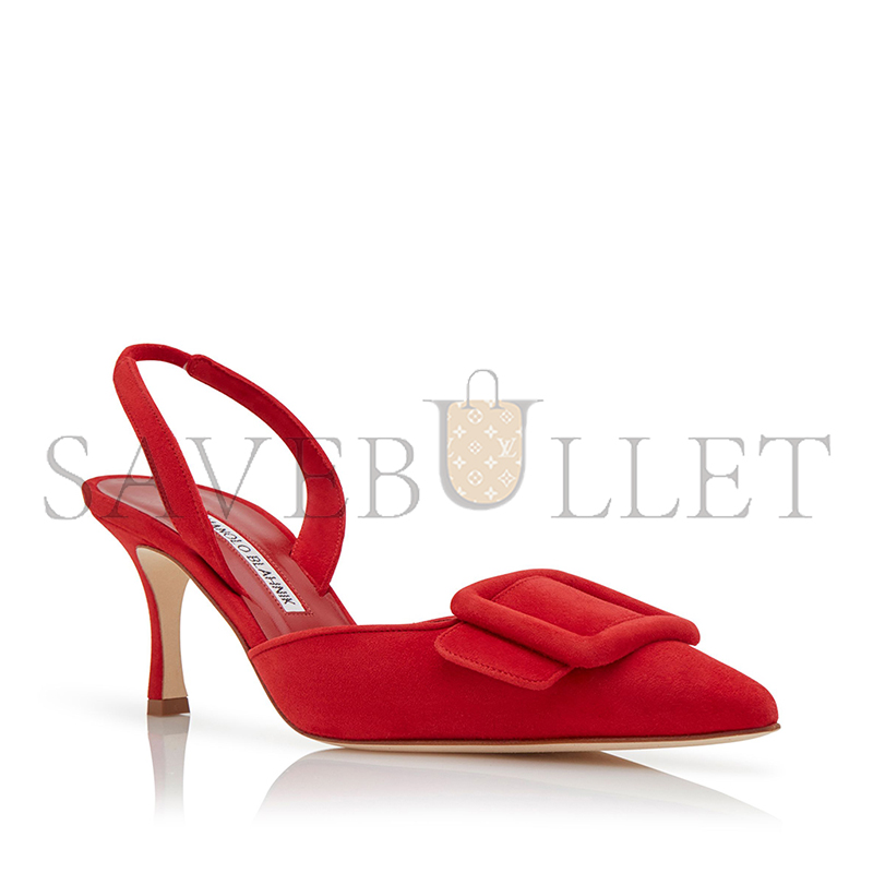 MANOLO BLAHNIK MAYSLI RED SUEDE SLINGBACK PUMPS 219-0182-0002 MANOLO BLAHNIK MAYSLI RED SUEDE SLINGBACK PUMPS 219-0182-0002