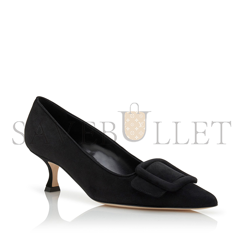 MANOLO BLAHNIK MAYSALEPUMP 50 BLACK SUEDE BUCKLE DETAIL PUMPS 219-0173-0003 MANOLO BLAHNIK MAYSALEPUMP 50 BLACK SUEDE BUCKLE DETAIL PUMPS 219-0173-0003