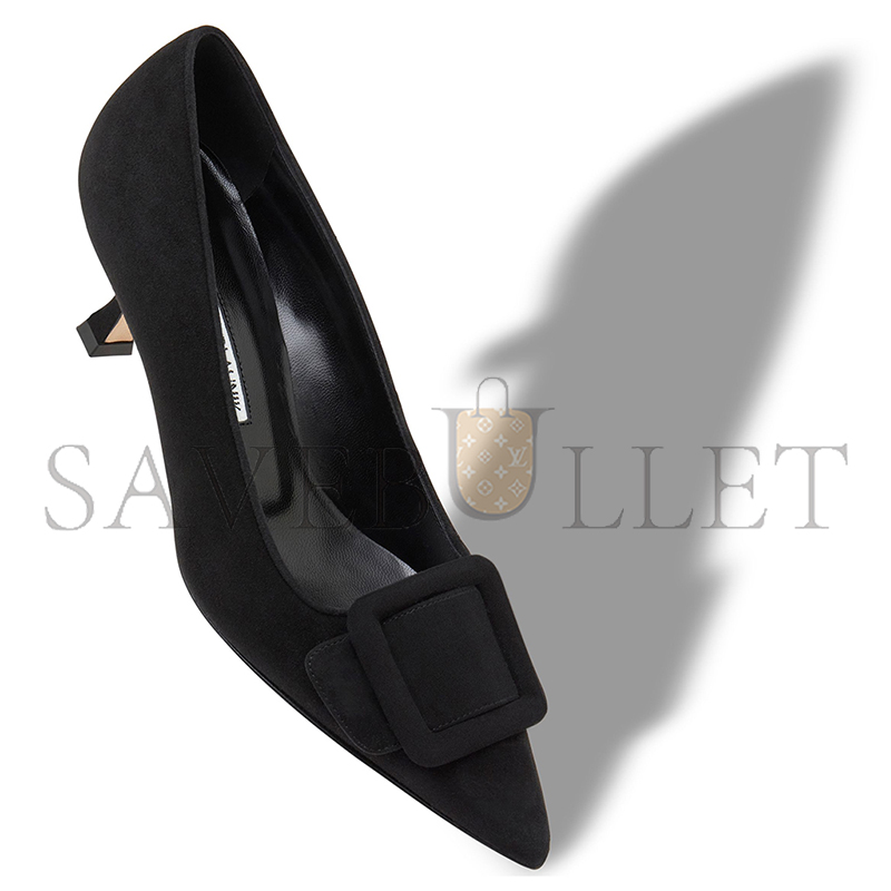 MANOLO BLAHNIK MAYSALEPUMP 50 BLACK SUEDE BUCKLE DETAIL PUMPS 219-0173-0003 MANOLO BLAHNIK MAYSALEPUMP 50 BLACK SUEDE BUCKLE DETAIL PUMPS 219-0173-0003