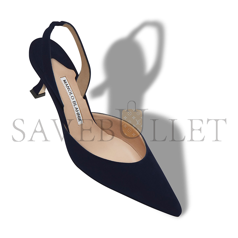 MANOLO BLAHNIK CAROLYNE NAVY BLUE SUEDE SLINGBACK PUMPS 9XX-0401-0020 MANOLO BLAHNIK CAROLYNE NAVY BLUE SUEDE SLINGBACK PUMPS 9XX-0401-0020