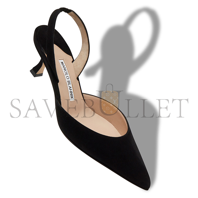 MANOLO BLAHNIK CAROLYNE BLACK SUEDE SLINGBACK PUMPS 9XX-0401-0016 MANOLO BLAHNIK CAROLYNE BLACK SUEDE SLINGBACK PUMPS 9XX-0401-0016