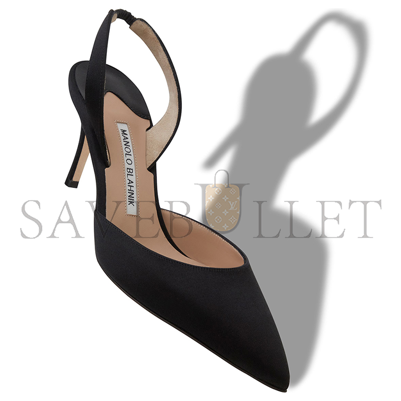 MANOLO BLAHNIK CAROLYNE 70 BLACK SATIN SLINGBACK PUMPS 423-1805-0001 MANOLO BLAHNIK CAROLYNE 70 BLACK SATIN SLINGBACK PUMPS 423-1805-0001