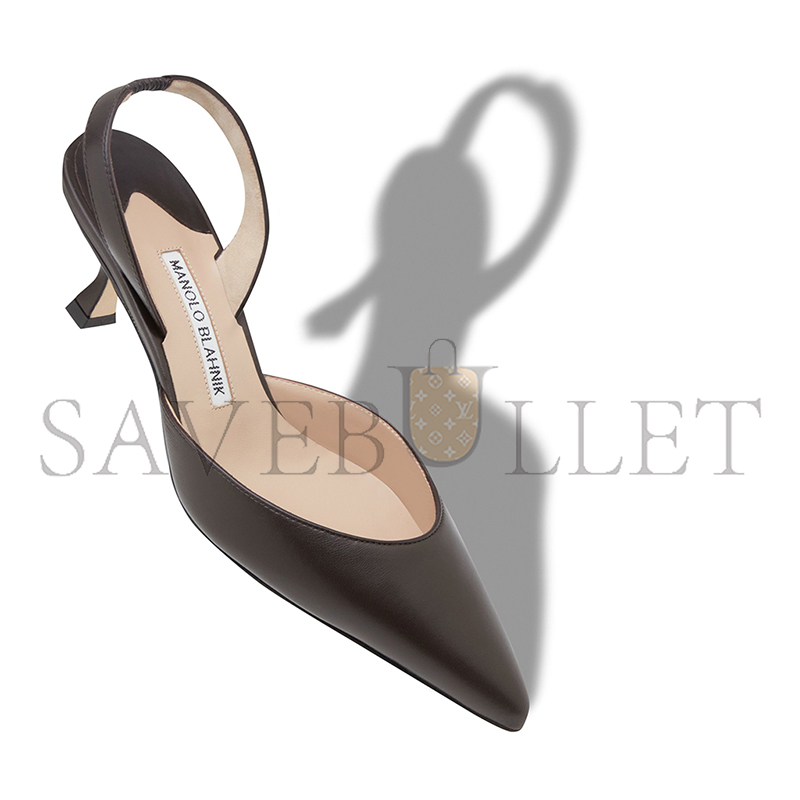 MANOLO BLAHNIK CAROLYNE BROWN NAPPA LEATHER SLINGBACK PUMPS 9XX-0478-0022 MANOLO BLAHNIK CAROLYNE BROWN NAPPA LEATHER SLINGBACK PUMPS 9XX-0478-0022