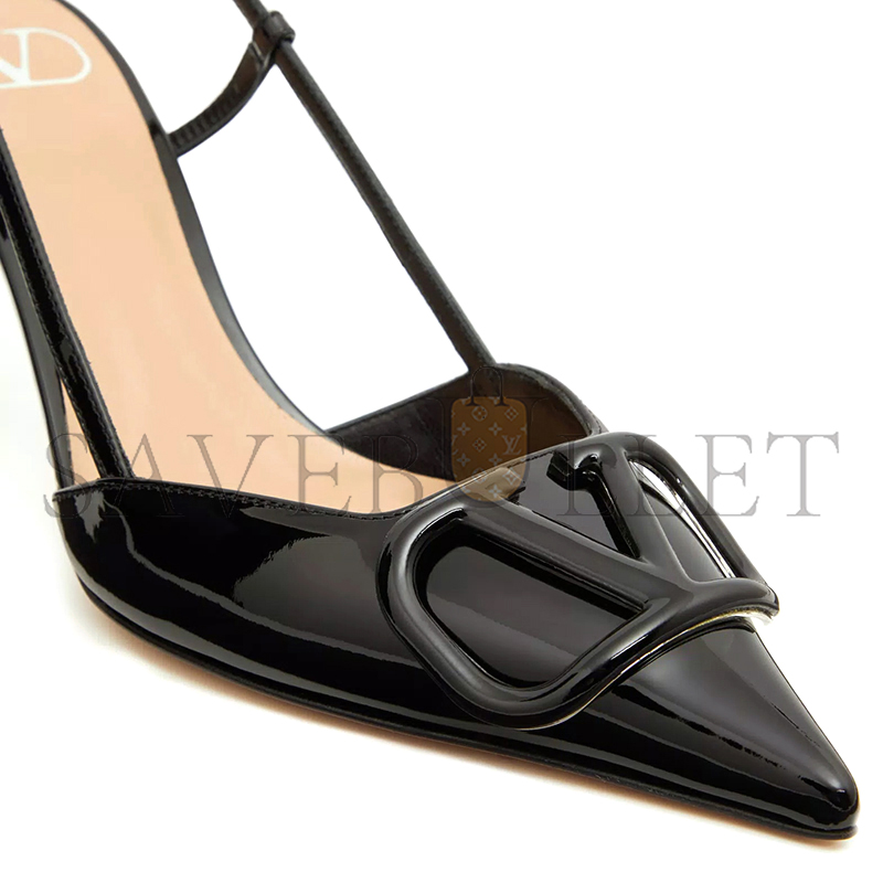 VALENTINO VLOGO SIGNATURE PATENT LEATHER SLINGBACK PUMP 80MM 3.15IN 5W2S0R01TMK_0NO VALENTINO VLOGO SIGNATURE PATENT LEATHER SLINGBACK PUMP 80MM 3.15IN 5W2S0R01TMK_0NO