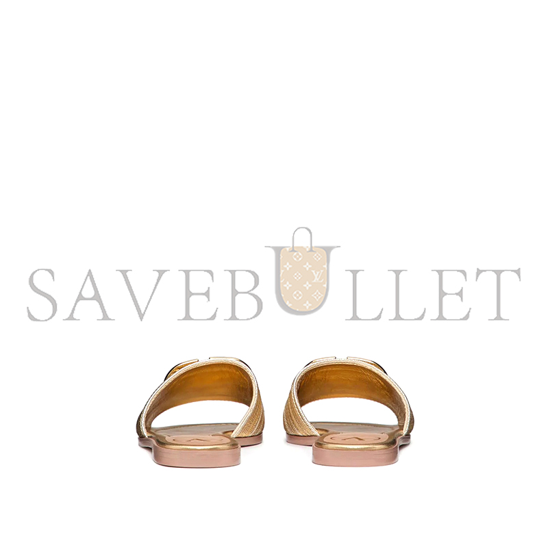 VALENTINO VLOGO SIGNATURE METALLIC LEATHER SLIDE SANDAL WITH CORNELY EMBROIDERY 5W2S0BD5MNS_KUN VALENTINO VLOGO SIGNATURE METALLIC LEATHER SLIDE SANDAL WITH CORNELY EMBROIDERY 5W2S0BD5MNS_KUN