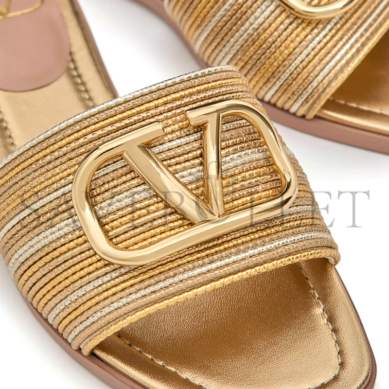 VALENTINO VLOGO SIGNATURE METALLIC LEATHER SLIDE SANDAL WITH CORNELY EMBROIDERY 5W2S0BD5MNS_KUN VALENTINO VLOGO SIGNATURE METALLIC LEATHER SLIDE SANDAL WITH CORNELY EMBROIDERY 5W2S0BD5MNS_KUN