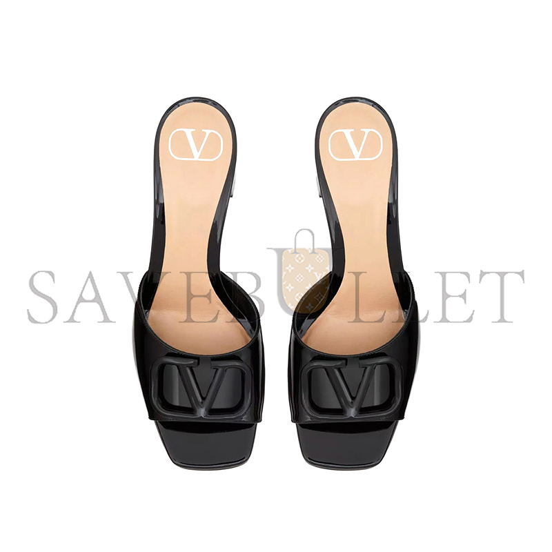 VALENTINO VLOGO SIGNATURE PATENT LEATHER SLIDE SANDAL 60MM 6W2S0HA6TMK_0NO VALENTINO VLOGO SIGNATURE PATENT LEATHER SLIDE SANDAL 60MM 6W2S0HA6TMK_0NO