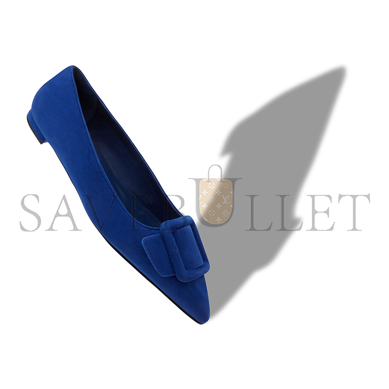 MANOLO BLAHNIK MAYSALEPUMPFLAT BLUE SUEDE BUCKLE DETAIL FLAT PUMPS 322-2402-0031 MANOLO BLAHNIK MAYSALEPUMPFLAT BLUE SUEDE BUCKLE DETAIL FLAT PUMPS 322-2402-0031