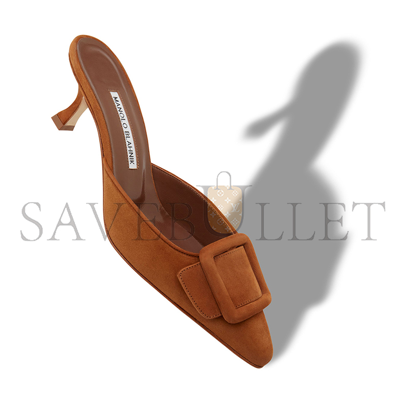 MANOLO BLAHNIK MAYSALE BROWN SUEDE BUCKLE DETAIL MULES 9XX-0246-0035 MANOLO BLAHNIK MAYSALE BROWN SUEDE BUCKLE DETAIL MULES 9XX-0246-0035