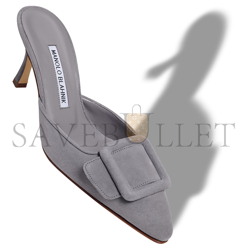 MANOLO BLAHNIK MAYSALE 70 GREY SUEDE BUCKLE DETAIL MULES 9XX-0247-0062 MANOLO BLAHNIK MAYSALE 70 GREY SUEDE BUCKLE DETAIL MULES 9XX-0247-0062