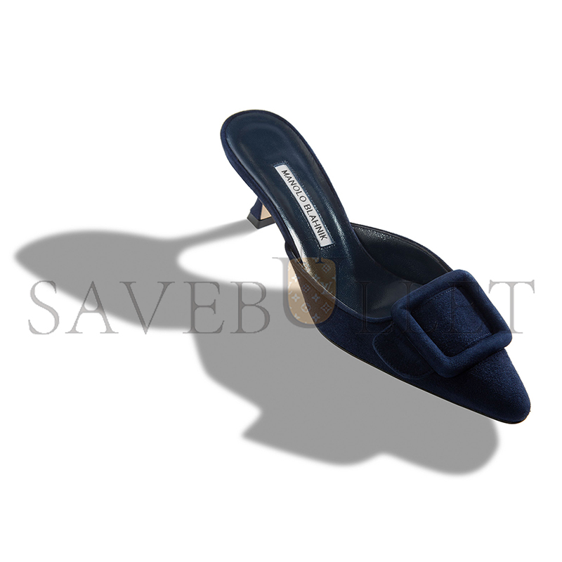 MANOLO BLAHNIK MAYSALE NAVY BLUE SUEDE KITTEN HEEL MULES 9XX-0246-0006 MANOLO BLAHNIK MAYSALE NAVY BLUE SUEDE KITTEN HEEL MULES 9XX-0246-0006