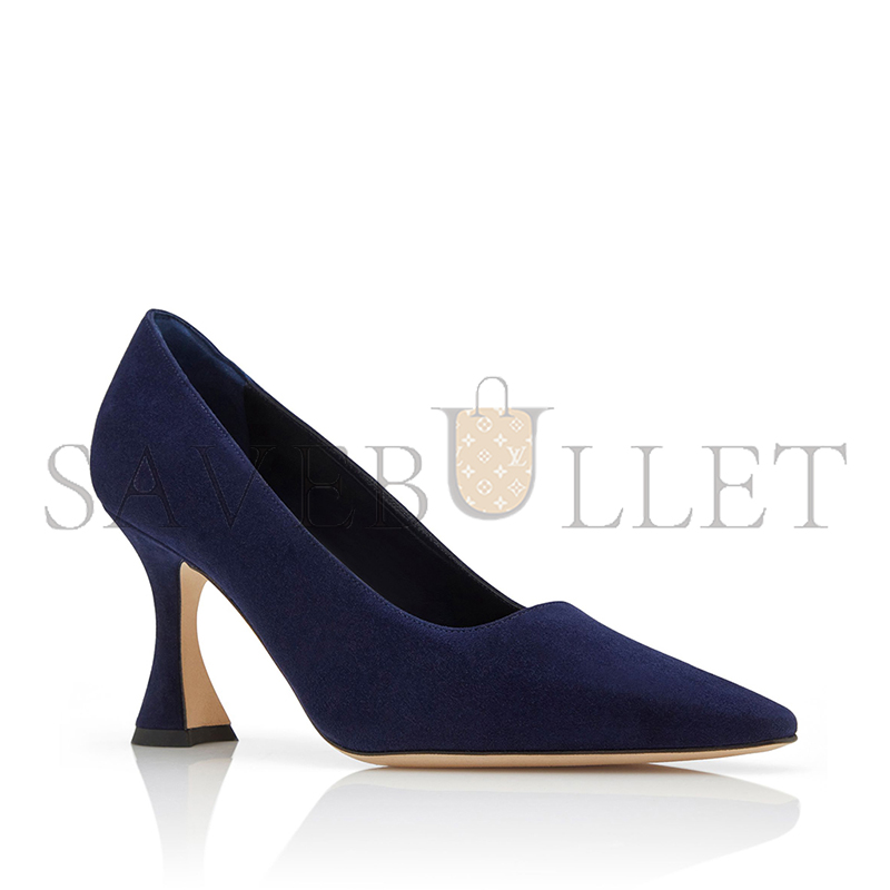 MANOLO BLAHNIK LOUMAJ NAVY BLUE SUEDE POINTED TOE PUMPS 424-1908-0008 MANOLO BLAHNIK LOUMAJ NAVY BLUE SUEDE POINTED TOE PUMPS 424-1908-0008