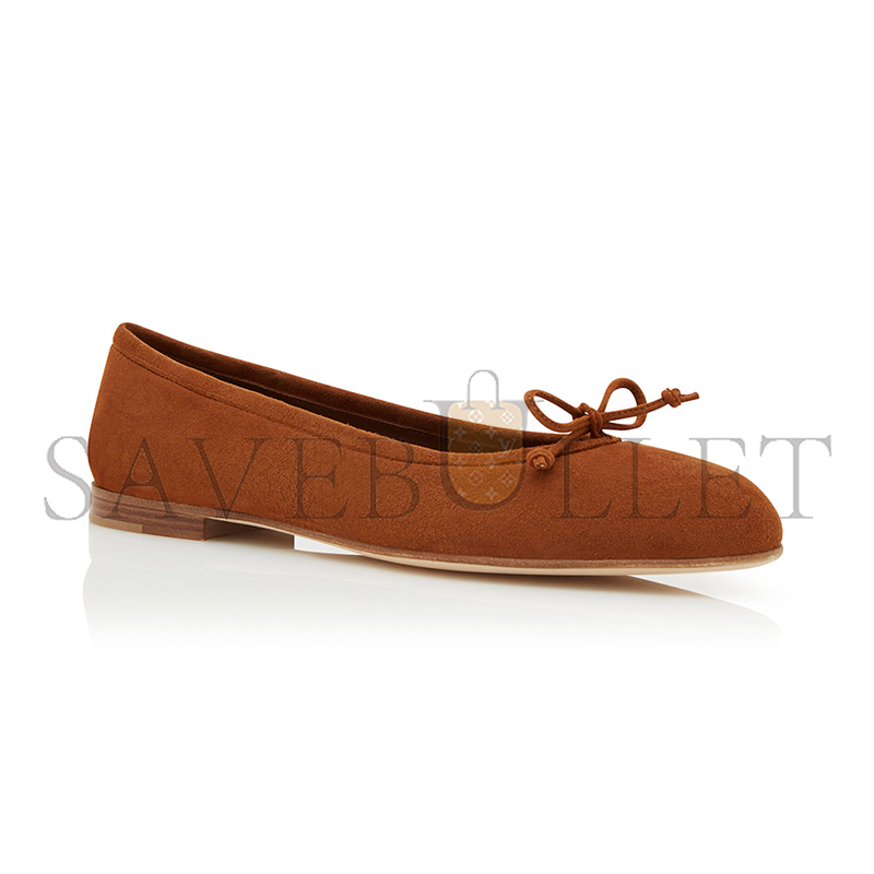MANOLO BLAHNIK VERALLI BROWN SUEDE BALLERINA FLATS 223-1336-0013 MANOLO BLAHNIK VERALLI BROWN SUEDE BALLERINA FLATS 223-1336-0013