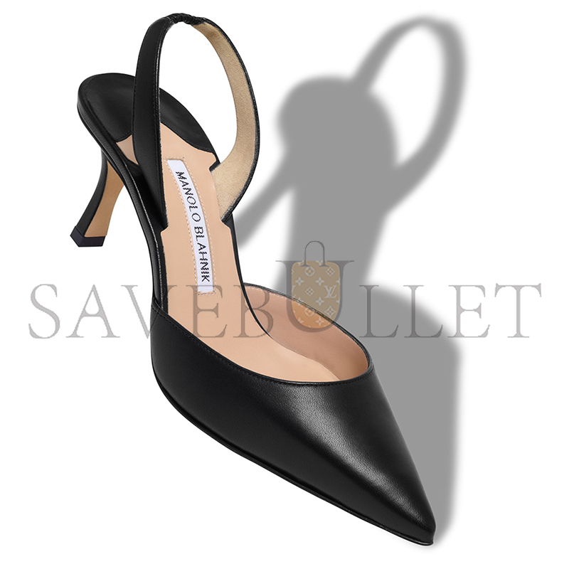MANOLO BLAHNIK CAROLYNE 70 BLACK NAPPA LEATHER SLINGBACK PUMPS 9XX-0757-0018 MANOLO BLAHNIK CAROLYNE 70 BLACK NAPPA LEATHER SLINGBACK PUMPS 9XX-0757-0018