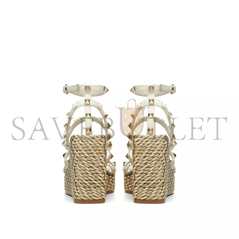 VALENTINO ROCKSTUD CALFSKIN WEDGE SANDAL WITH STRAPS 95MM 5W2S0F95EMP_I16 VALENTINO ROCKSTUD CALFSKIN WEDGE SANDAL WITH STRAPS 95MM 5W2S0F95EMP_I16