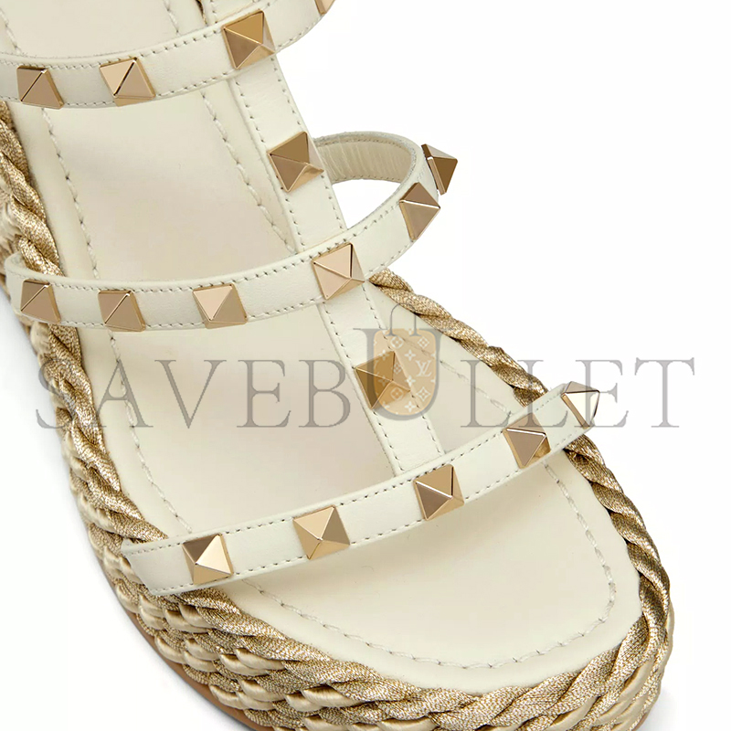 VALENTINO ROCKSTUD CALFSKIN WEDGE SANDAL WITH STRAPS 95MM 5W2S0F95EMP_I16 VALENTINO ROCKSTUD CALFSKIN WEDGE SANDAL WITH STRAPS 95MM 5W2S0F95EMP_I16