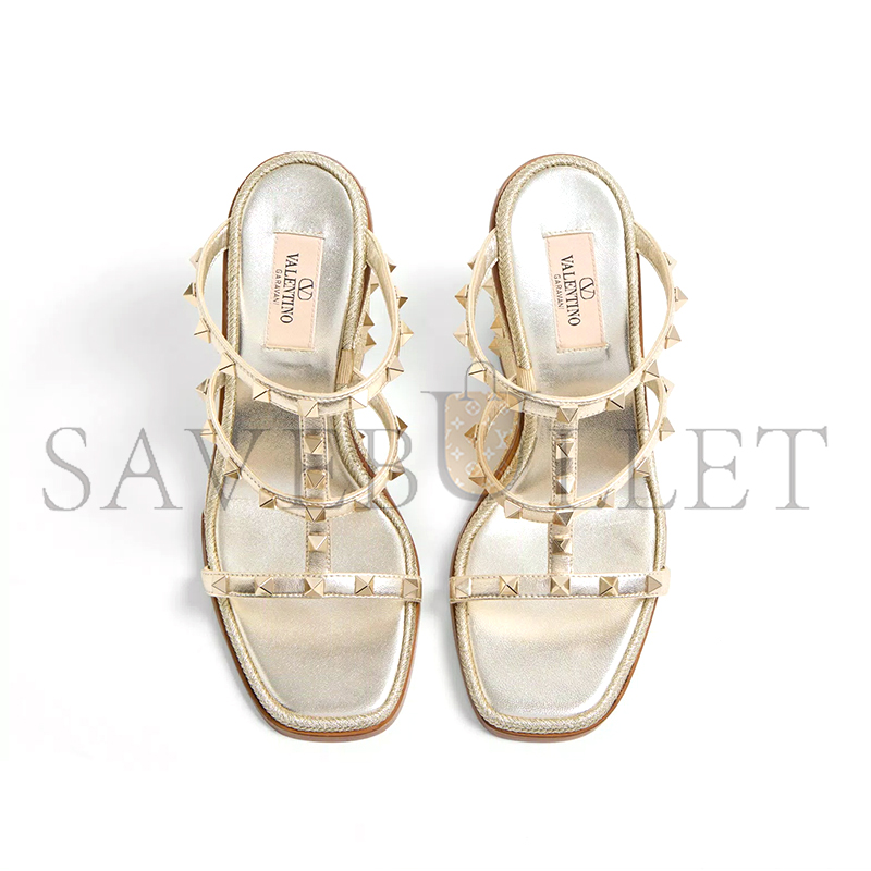 VALENTINO ROCKSTUD WEDGE SANDAL IN LAMINATED NAPPA WITH CORNELY EMBROIDERY 100MM 6W0S0IJ7QIW_R16 VALENTINO ROCKSTUD WEDGE SANDAL IN LAMINATED NAPPA WITH CORNELY EMBROIDERY 100MM 6W0S0IJ7QIW_R16