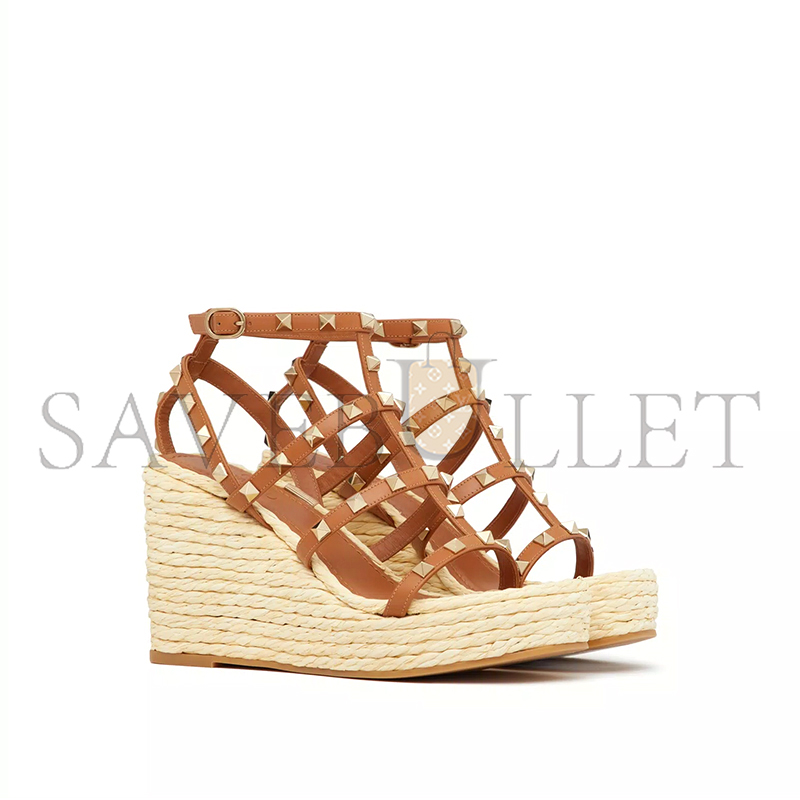 VALENTINO ROCKSTUD WEDGE SANDAL WITH CALFSKIN STRAPS 95MM 4W2S0F95ZNL_ZT6 VALENTINO ROCKSTUD WEDGE SANDAL WITH CALFSKIN STRAPS 95MM 4W2S0F95ZNL_ZT6