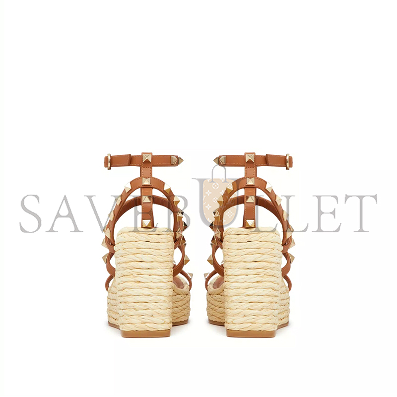 VALENTINO ROCKSTUD WEDGE SANDAL WITH CALFSKIN STRAPS 95MM 4W2S0F95ZNL_ZT6 VALENTINO ROCKSTUD WEDGE SANDAL WITH CALFSKIN STRAPS 95MM 4W2S0F95ZNL_ZT6