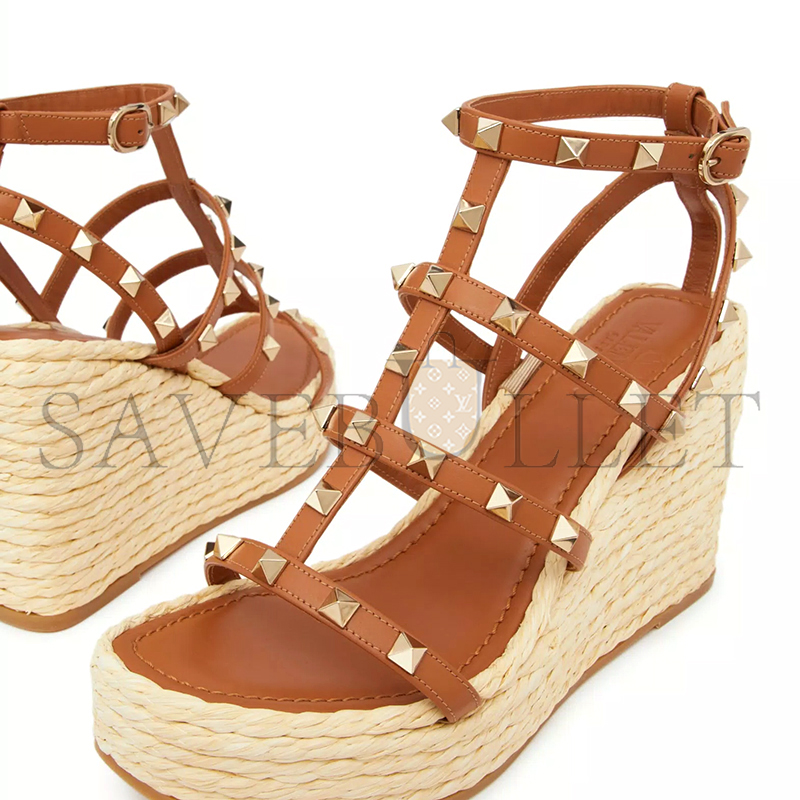 VALENTINO ROCKSTUD WEDGE SANDAL WITH CALFSKIN STRAPS 95MM 4W2S0F95ZNL_ZT6 VALENTINO ROCKSTUD WEDGE SANDAL WITH CALFSKIN STRAPS 95MM 4W2S0F95ZNL_ZT6