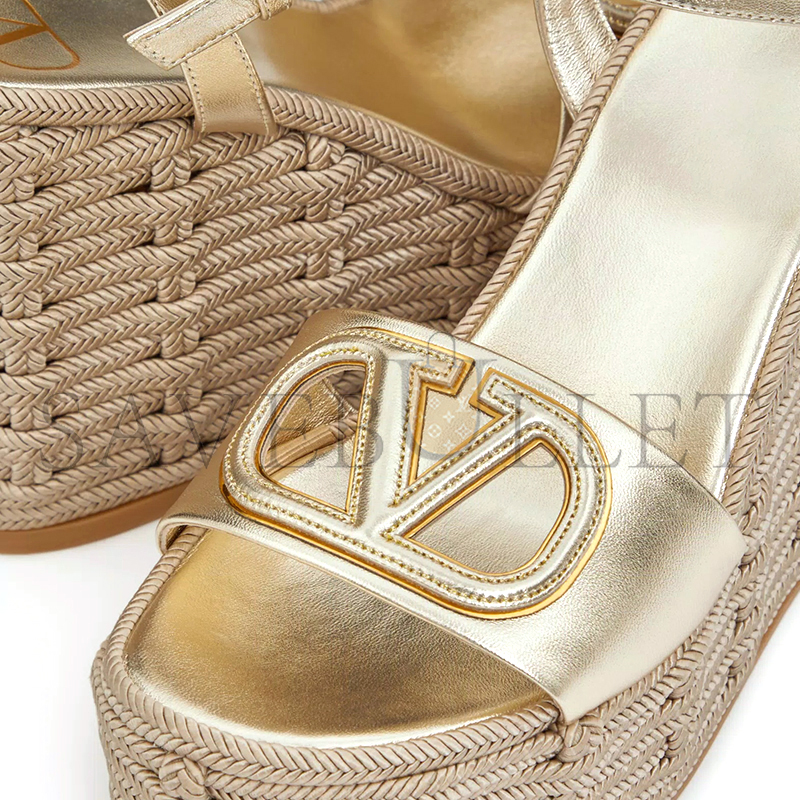 VALENTINO VLOGO CUT-OUT WEDGE SANDAL IN LAMINATED NAPPA LEATHER 110MM 4W2S0IJ6KPZ_YH4 VALENTINO VLOGO CUT-OUT WEDGE SANDAL IN LAMINATED NAPPA LEATHER 110MM 4W2S0IJ6KPZ_YH4