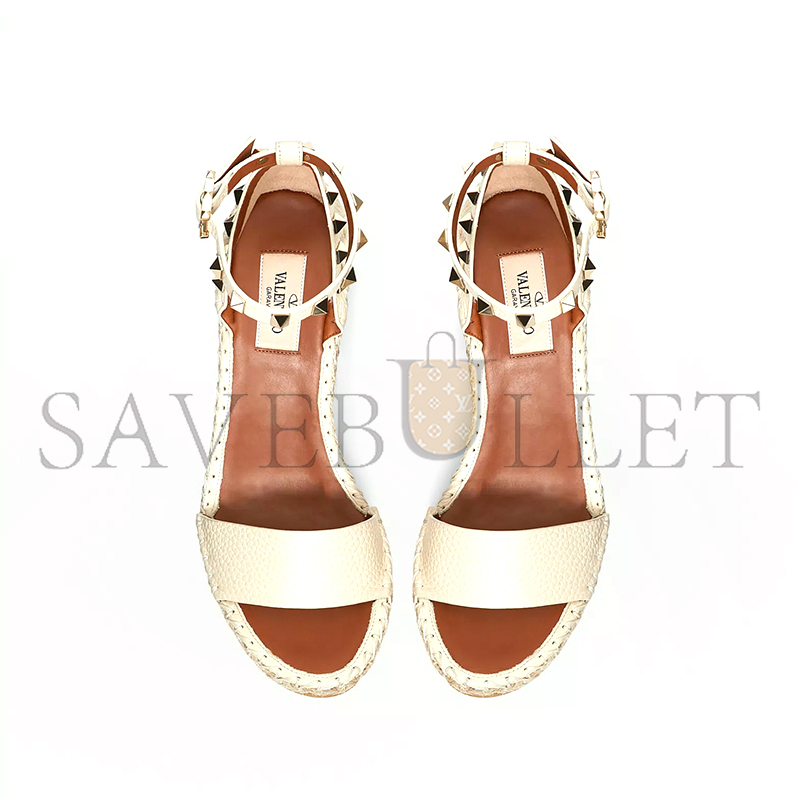 VALENTINO DOUBLE ROCKSTUD GRAINY CALFSKIN WEDGE SANDAL 105MM 1W2S0090VTO_L13 VALENTINO DOUBLE ROCKSTUD GRAINY CALFSKIN WEDGE SANDAL 105MM 1W2S0090VTO_L13