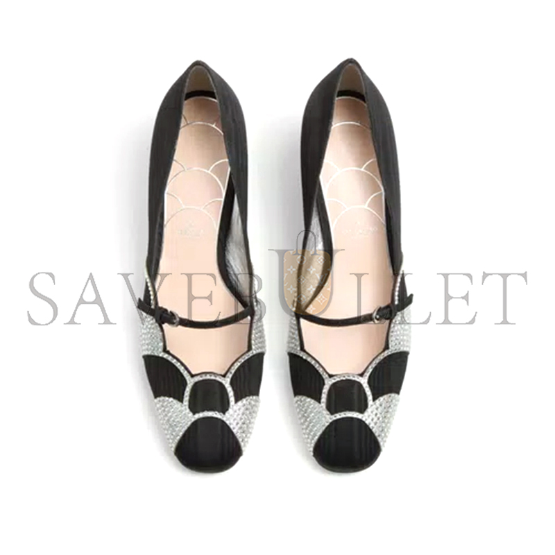 VALENTINO BOWOW PUMPS IN MOIRÈ FABRIC WITH CRYSTALS 45MM 6W2S0LC0CQG_R2D VALENTINO BOWOW PUMPS IN MOIRÈ FABRIC WITH CRYSTALS 45MM 6W2S0LC0CQG_R2D
